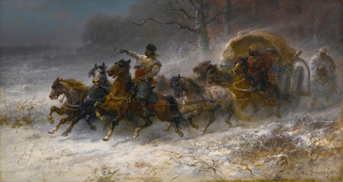 Wallachians On The Move In A Winter Landscape