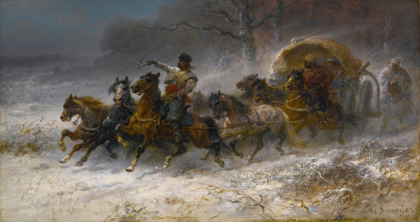 Wallachians On The Move In A Winter Landscape