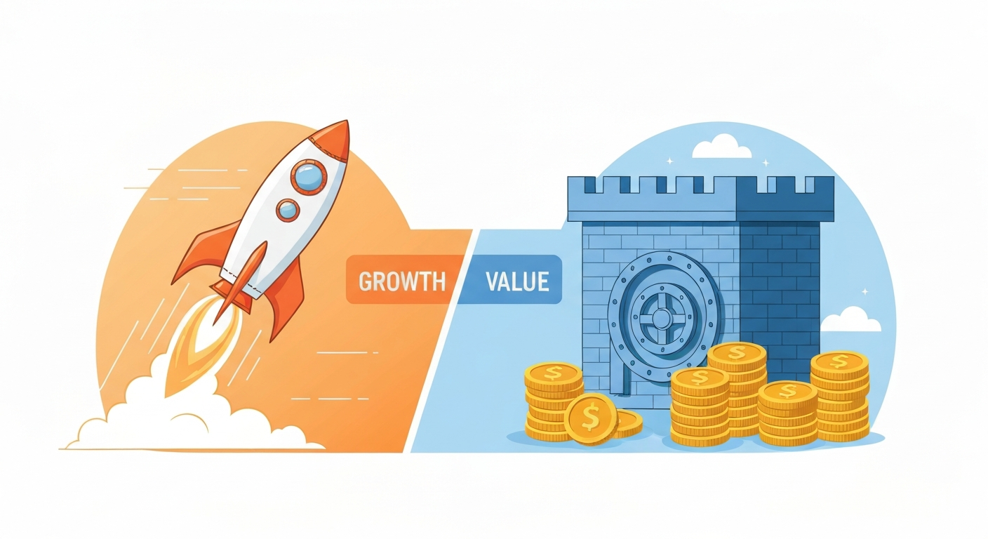 성장주와 가치주 비교 일러스트