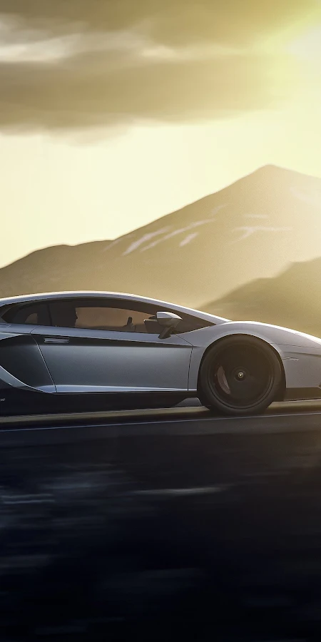 Lamborghini, Silver Cars, Italian Supercars, Vehicle, Supercars, Sunset Phone Wallpaper