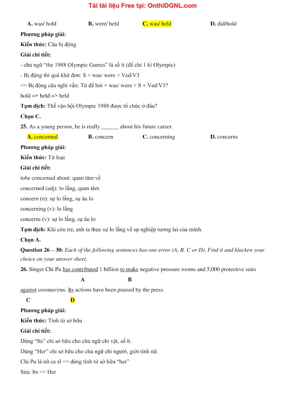 800 bài tập môn Tiếng Anh - Ôn thi ĐGNL ĐHQG TP HCM Phần 30