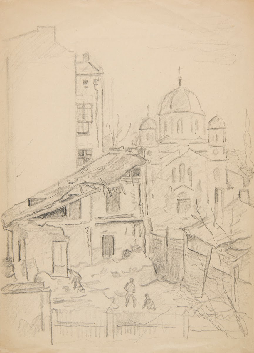 Pejzaż miejski z kościołem 1930   1944