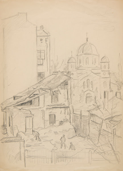 Pejzaż miejski z kościołem 1930   1944