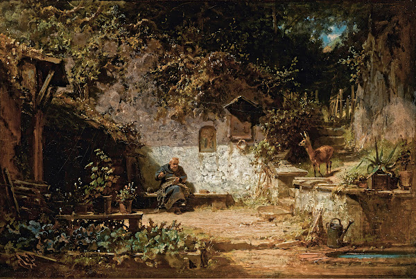 Hermitmending his nets