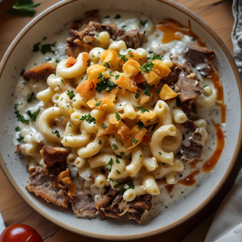 High-Protein Creamy Philly Cheesesteak Mac & Cheese - Easy, Comforting, and Packed with Protein finished
