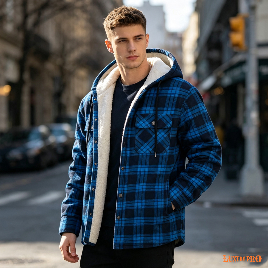 2D Men's Long-Sleeved Hooded Fleece-Lined