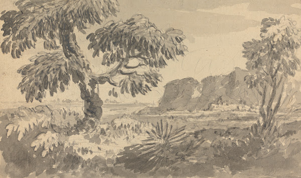 Landscape with Two Trees and Cliff 1769