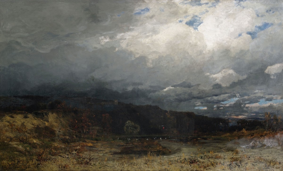 Wolkenverhangene Moorlandschaft im Vorgebirge 1878