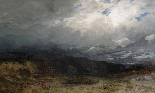 Wolkenverhangene Moorlandschaft im Vorgebirge 1878