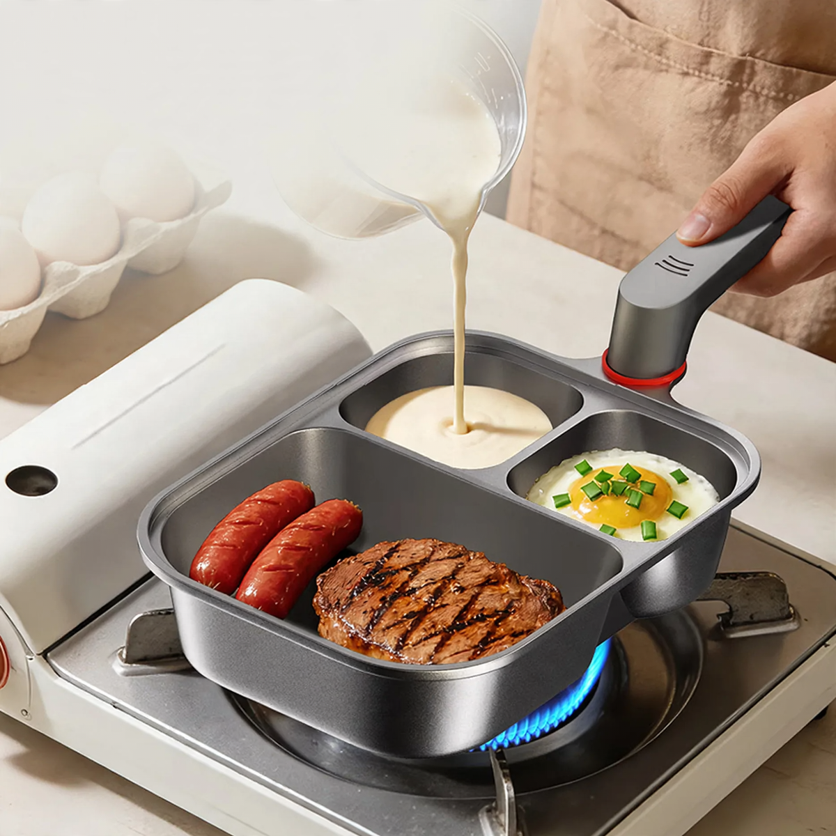 Aluminum frying pan with removable handle