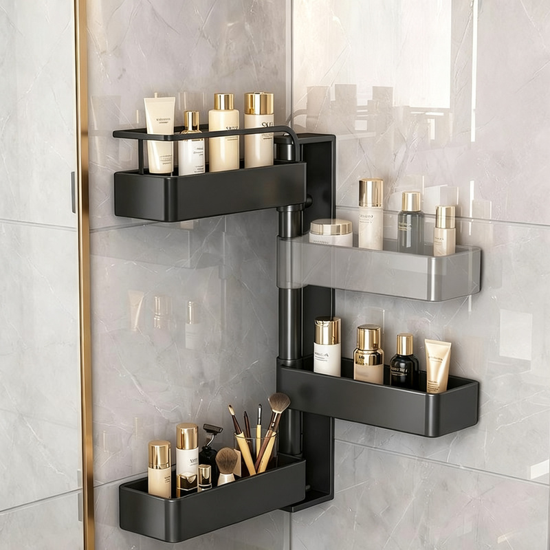 Rotatable Bathroom Wall Shelf Made of Carbon Steel