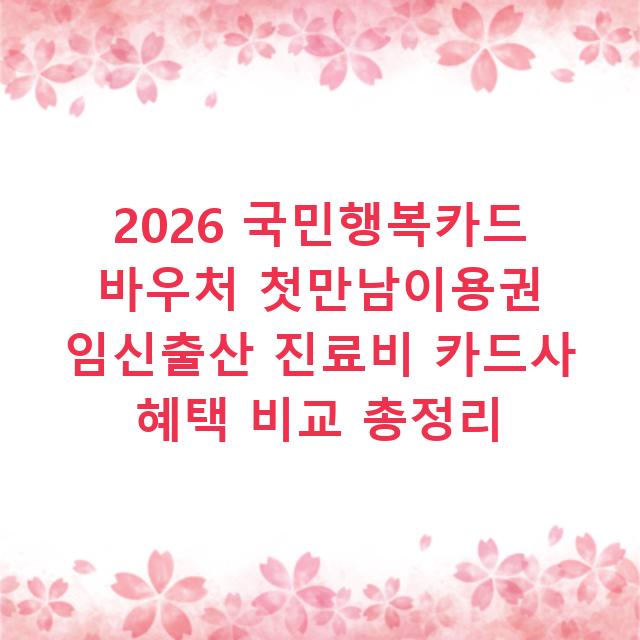 2026 국민행복카드 바우처 첫만남이용권 임신출산 진료비 카드사 혜택 비교 총정리