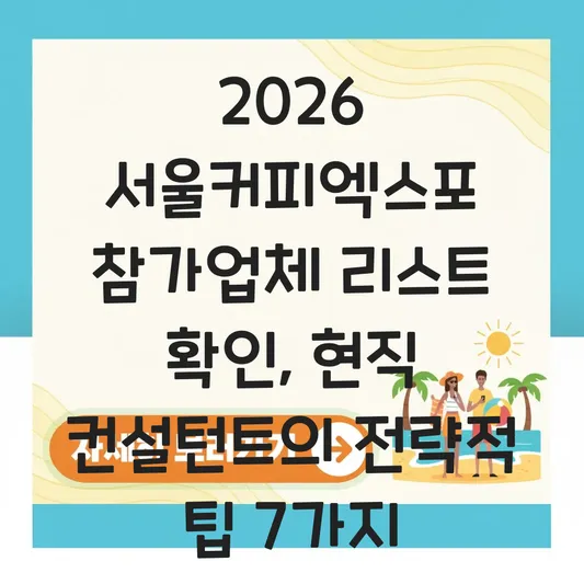 2026 서울커피엑스포 참가업체 리스트 확인
