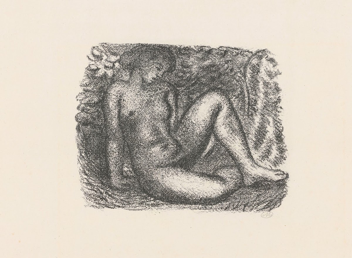 Femme nue assise sous des feuillages 1927