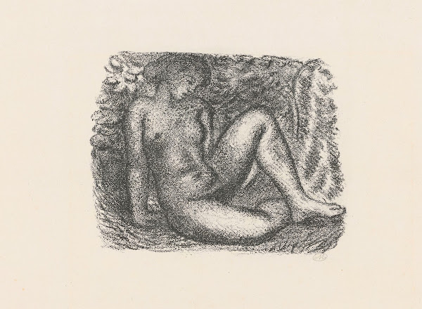 Femme nue assise sous des feuillages 1927