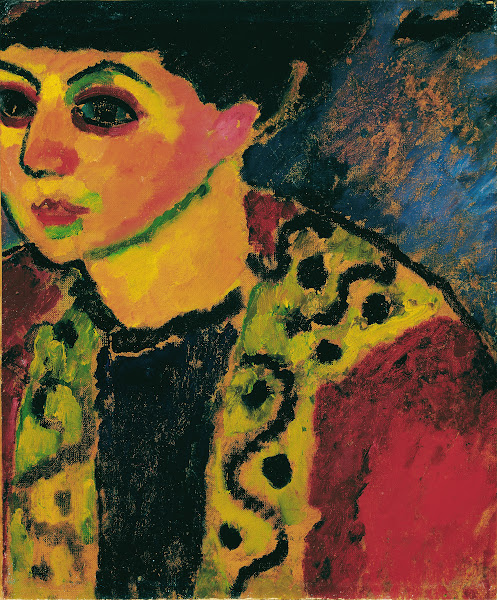 Dame vor blauem Grund 1908