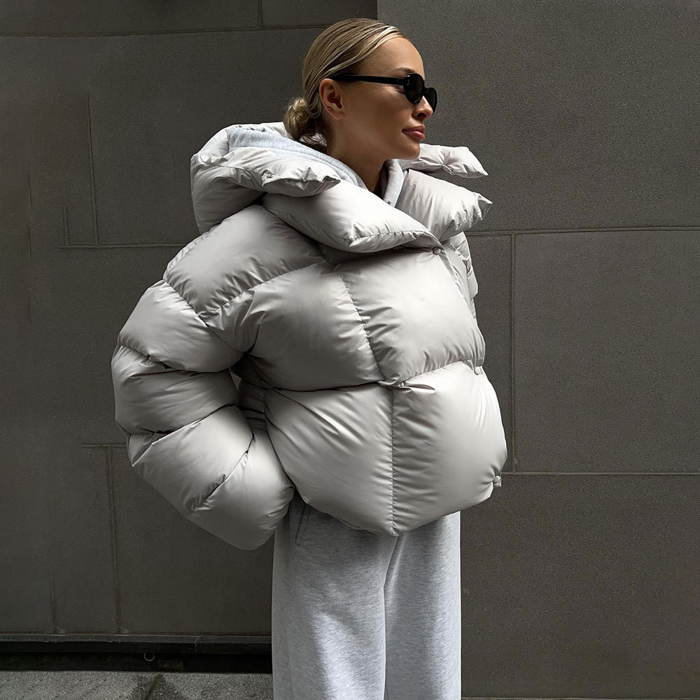 Short Women's Puffer Jacket with Hood