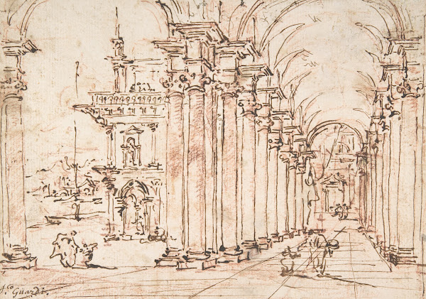 Architectural Capriccio Vaulted Colonnade of a Palace 171293