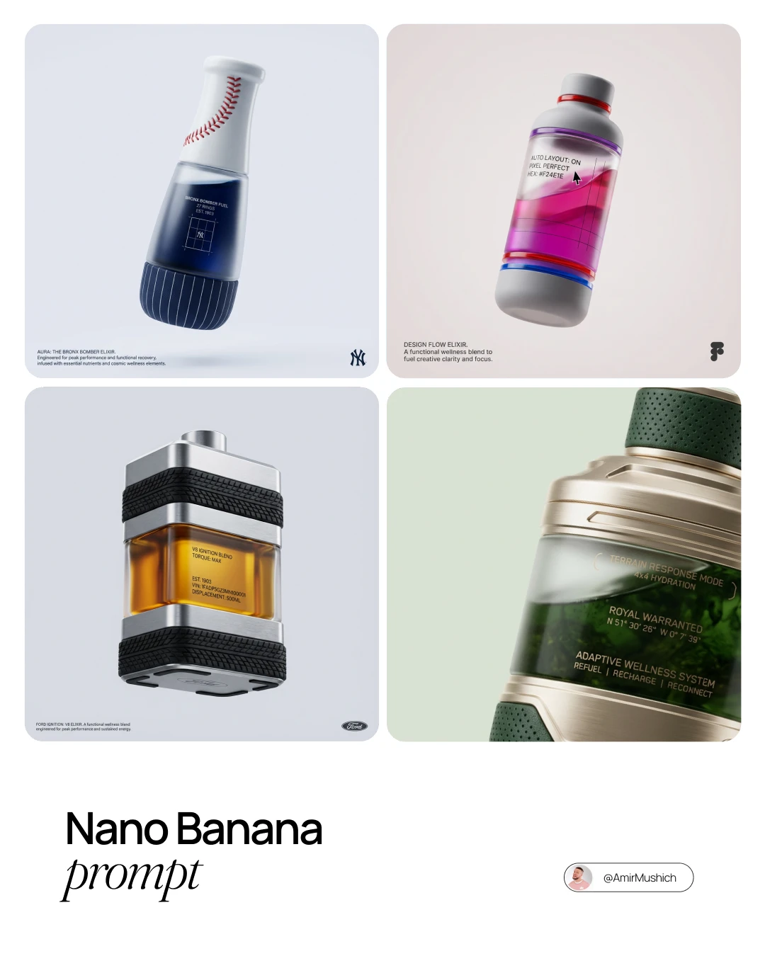 Creación de una imagen promocional de alta gama para bebidas funcionales.