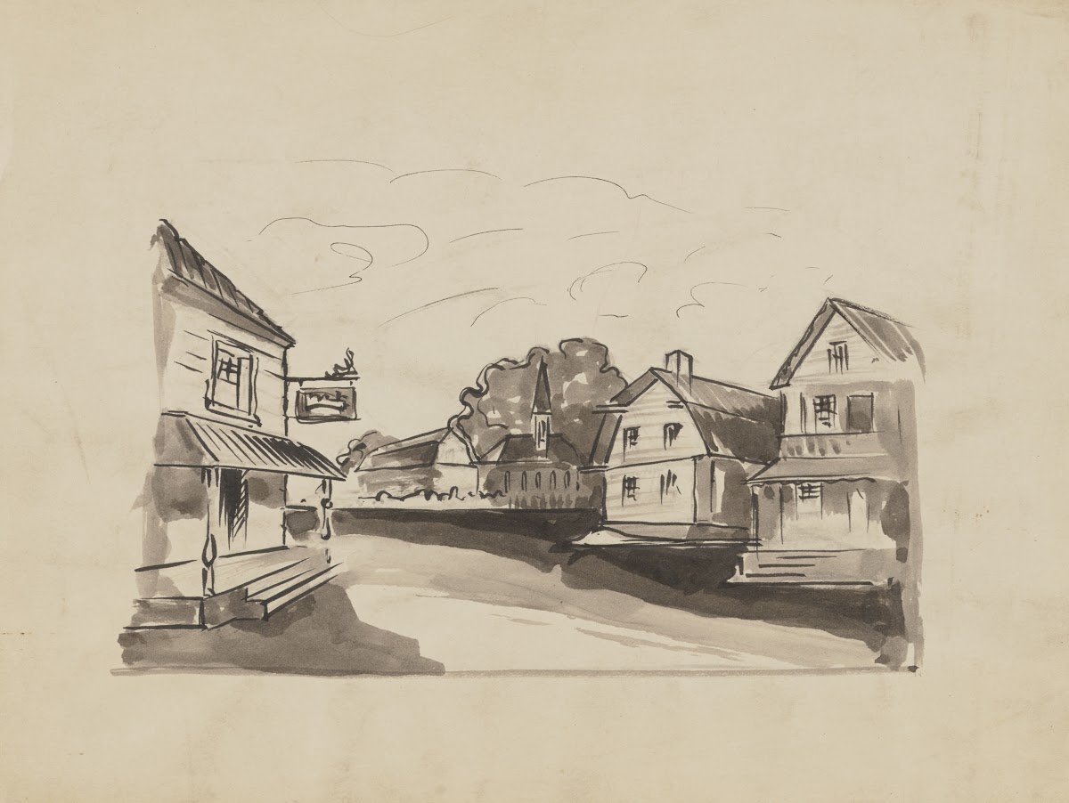 Small Town Streetscape in BW 1934 1943