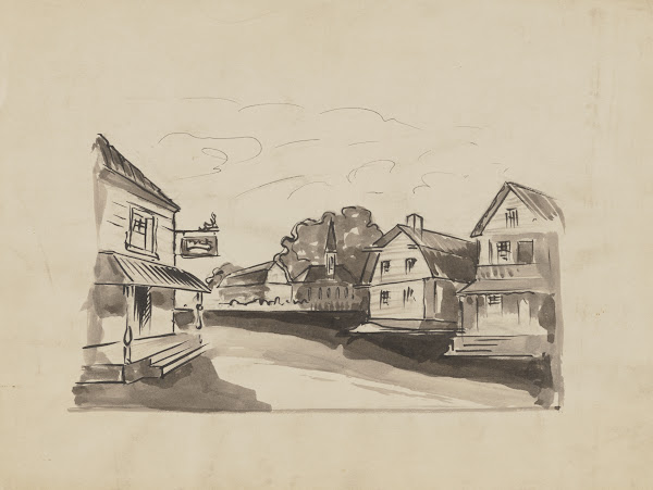 Small Town Streetscape in BW 1934 1943