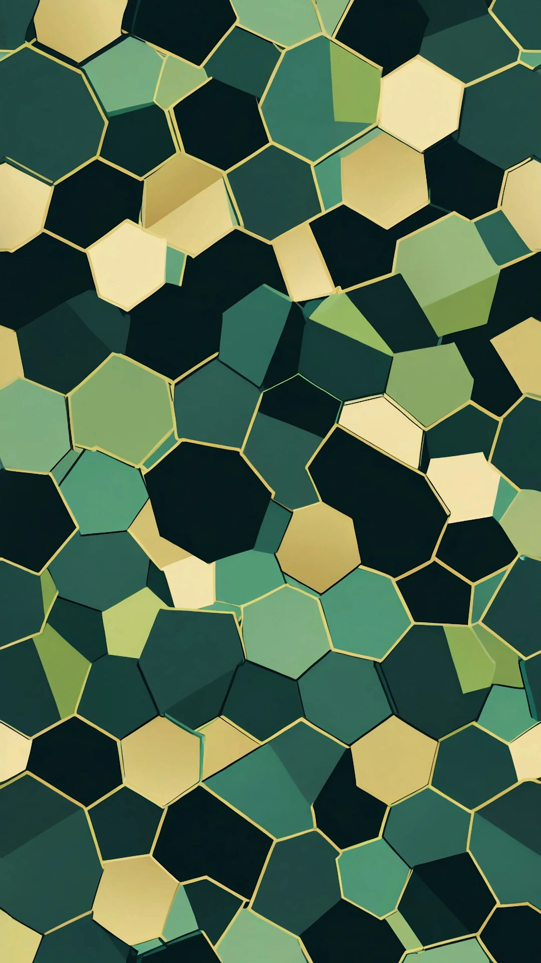 Emerald Gold Geometric Hexagon Faceted Pattern Texture - Free 4K mobile Wallpaper