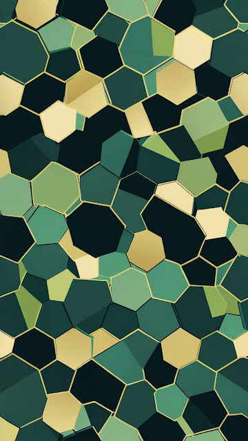 Emerald Gold Geometric Hexagon Faceted Pattern Texture - Free mobile Wallpaper