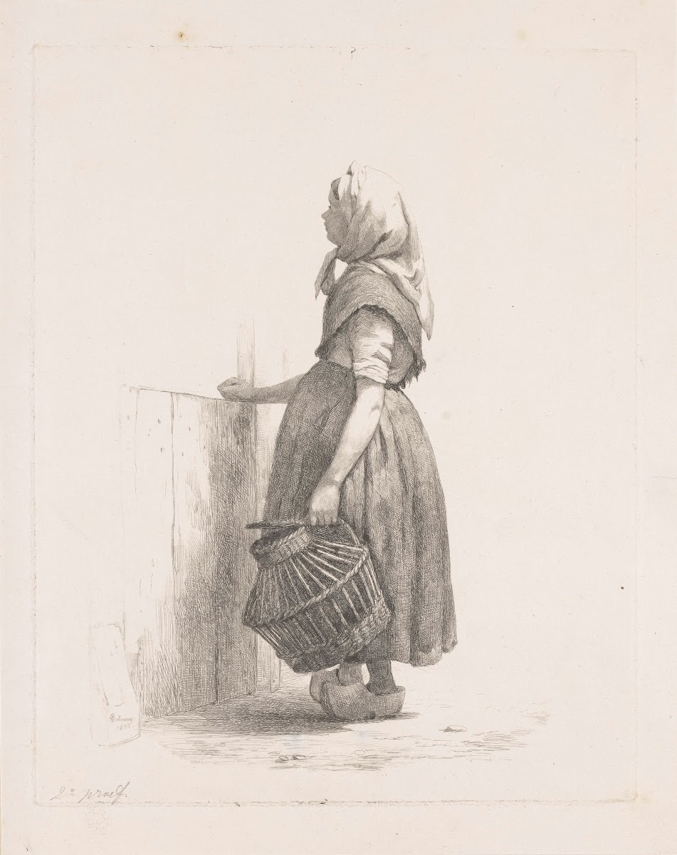 Staand meisje met pluimveemand 1838