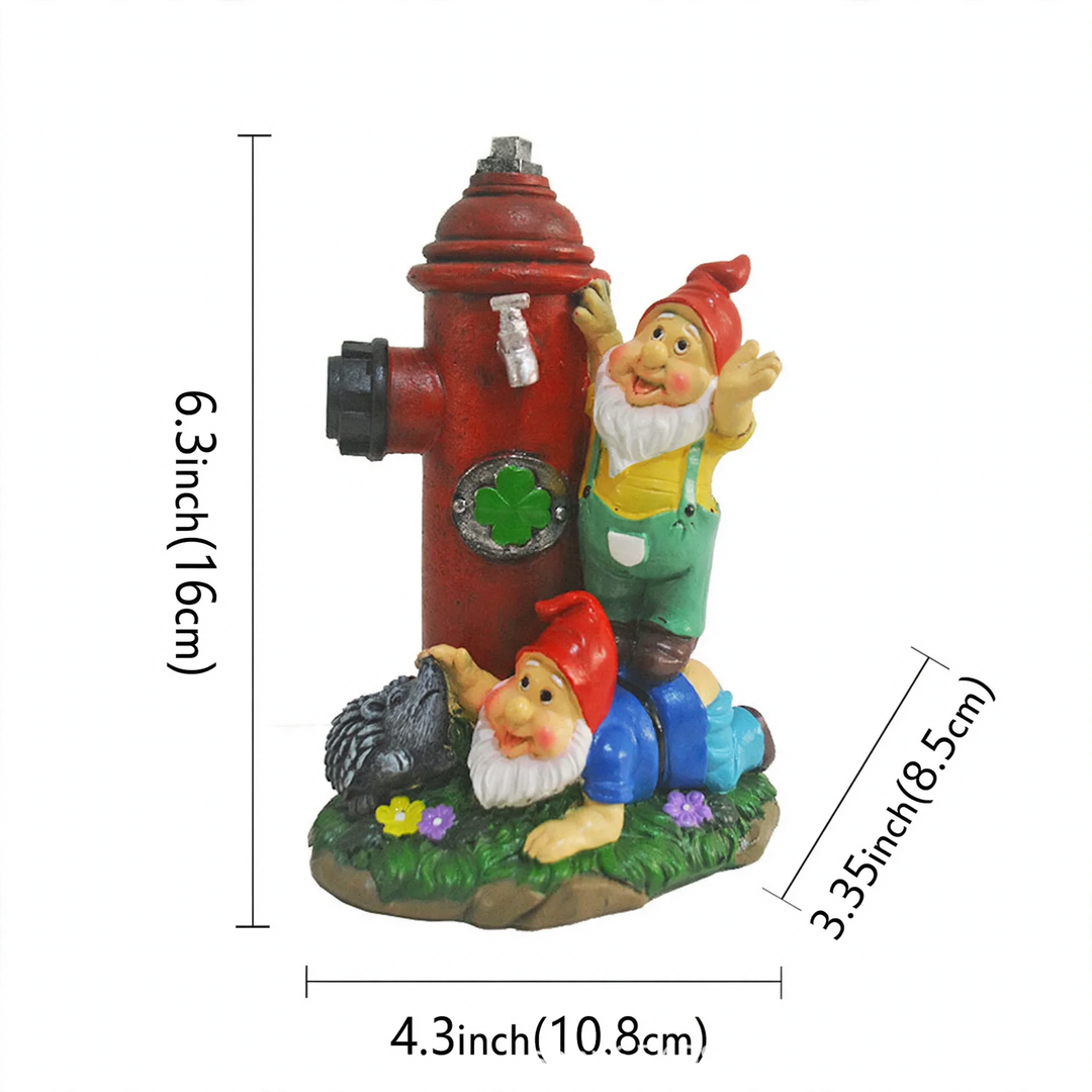 Gnome figure with red hat and fire hydrant motif
