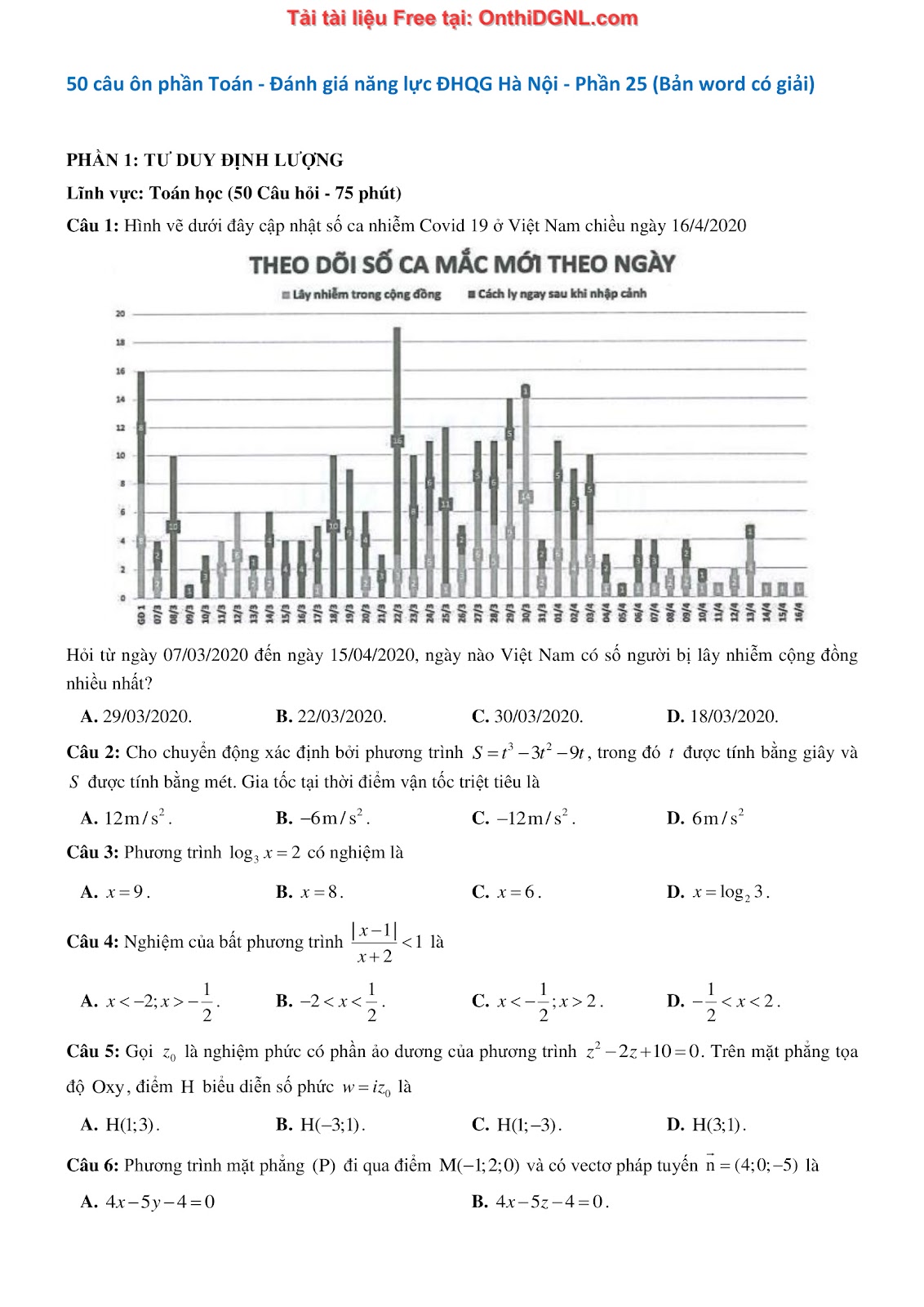 1300 bài tập môn Toán - Ôn thi ĐGNL ĐHQG Hà Nội Phần 25