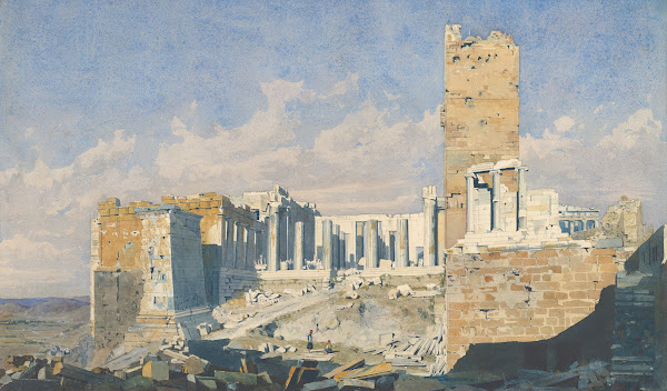 The Acropolis from the West with the Propylaea and the Temple of Athena Nike Ath