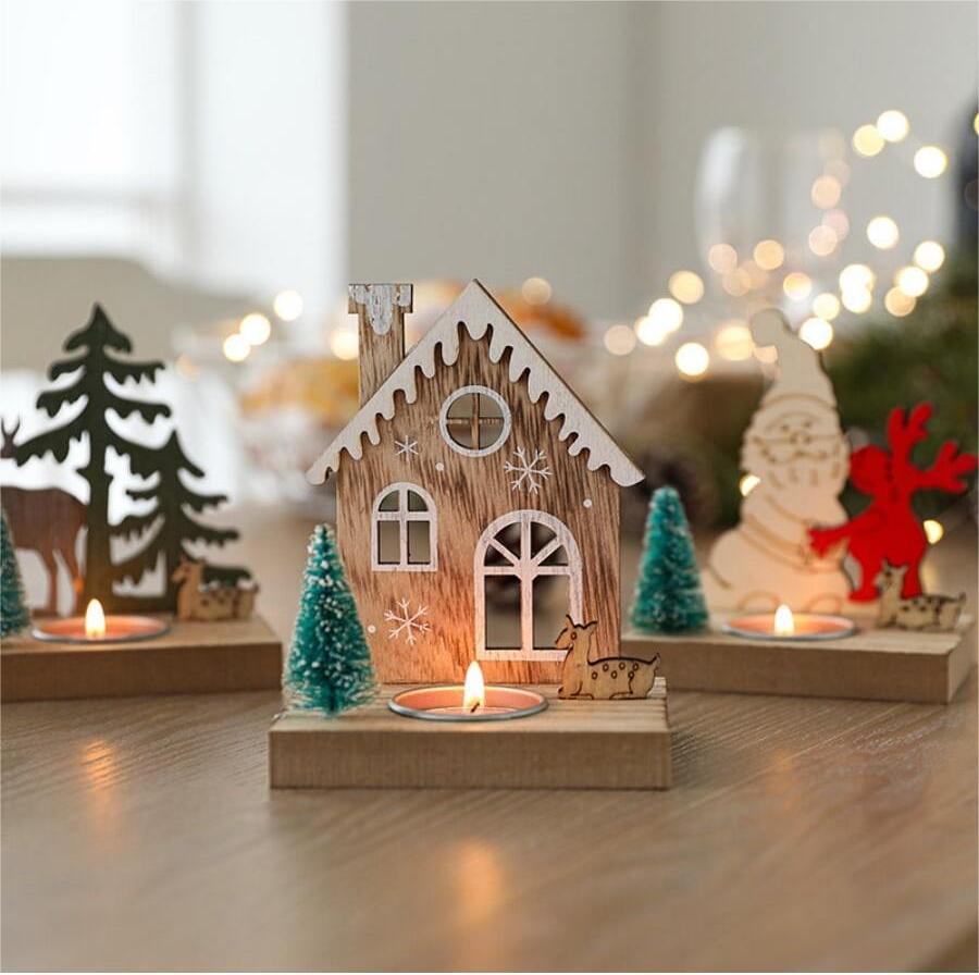 Dekorativer Holz-Kerzenhalter im skandinavischen Stil