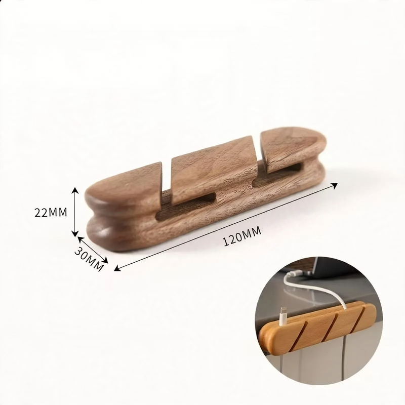 Holz-Kabelorganizer mit Schlitzen