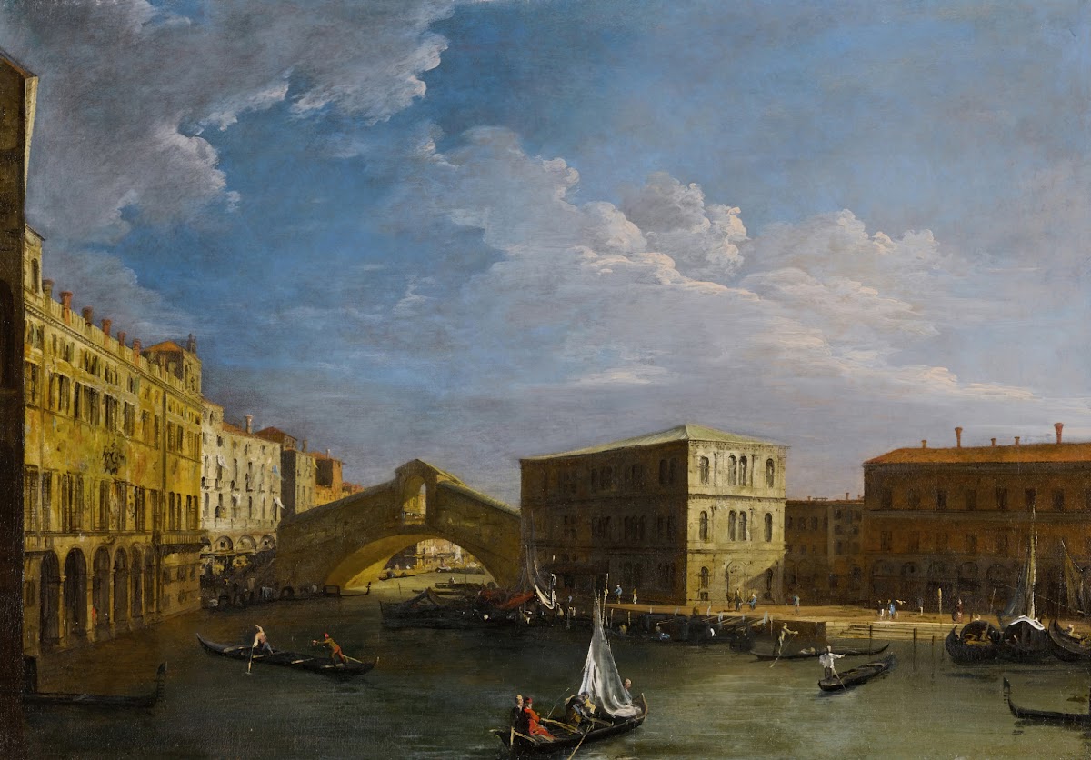 Venice a view of the Grand Canal and theRialto Bridge from the North