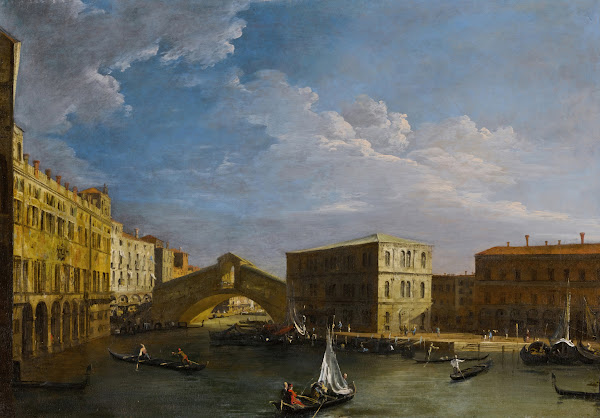 Venice a view of the Grand Canal and theRialto Bridge from the North