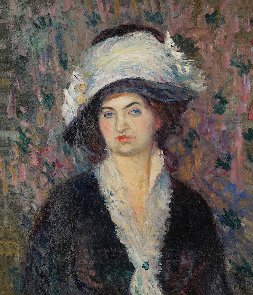 Shop Lady Woman in a Feathered Hat 1910