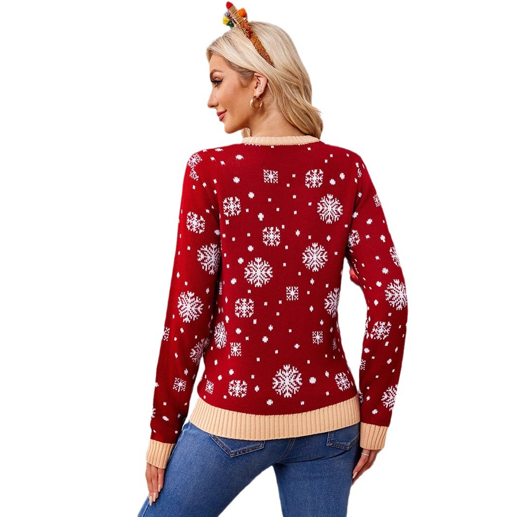 Women's Christmas Sweater with Snowflake Pattern