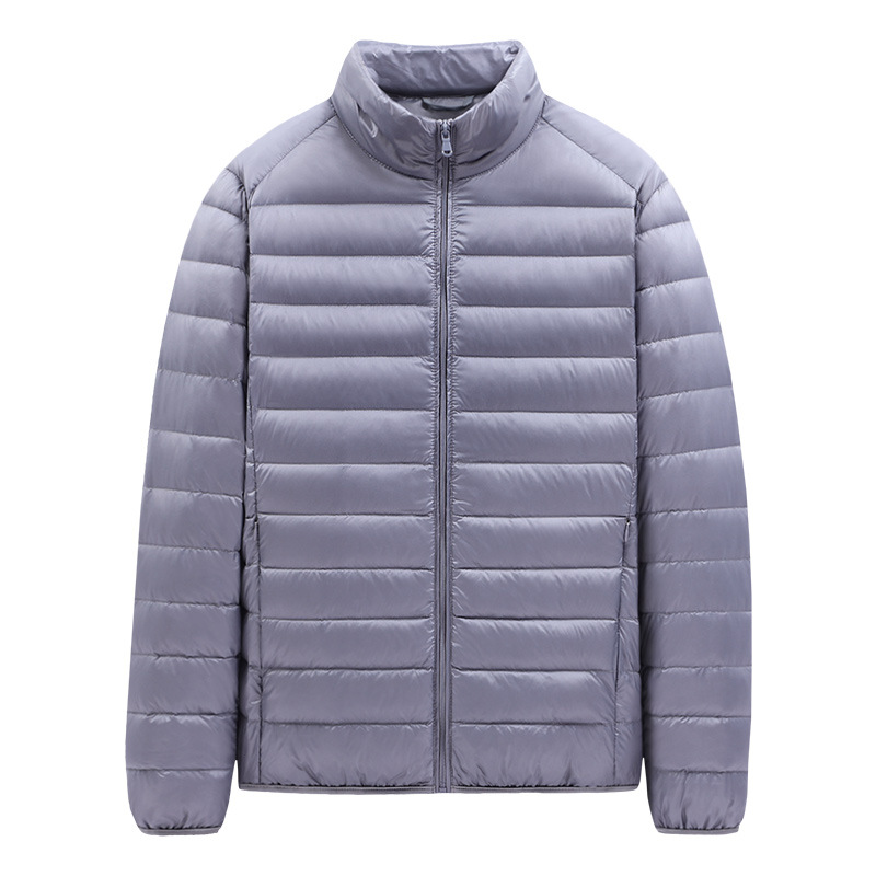 Lightweight men's down jacket with stand-up collar, 90% duck down