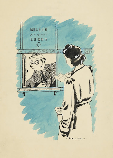 Marjo bij een loket 1946