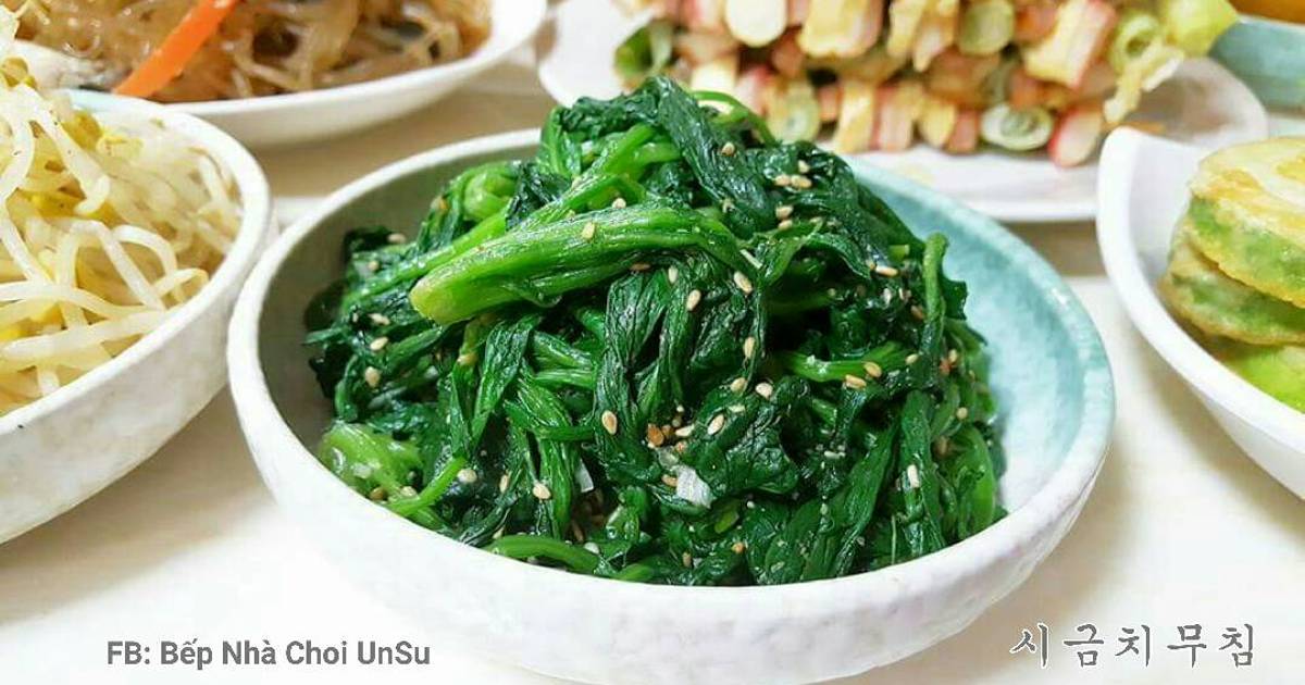 Rau chân vịt trộn gia vị 시금치 무침