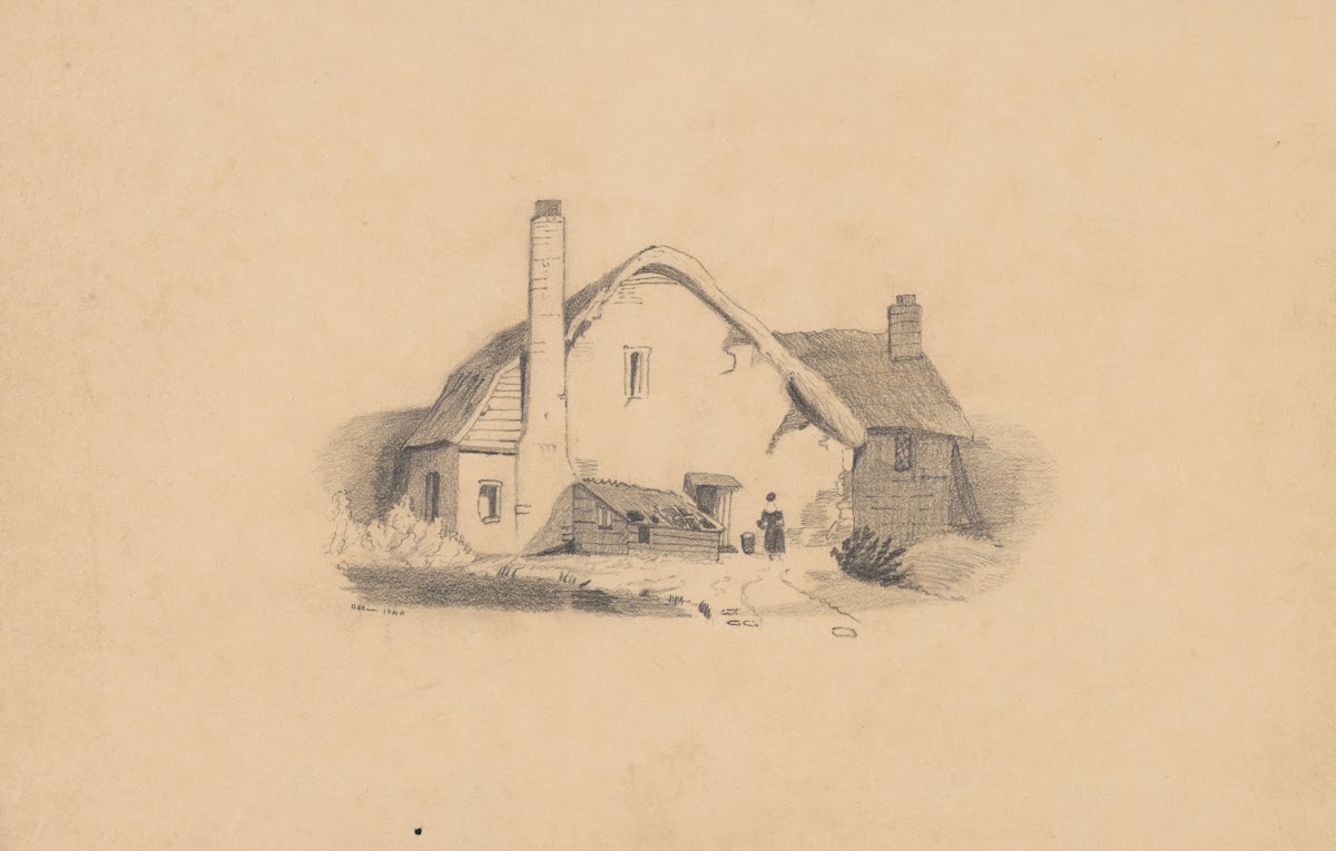 Pencil exercise no 9  thatched roof house 1845