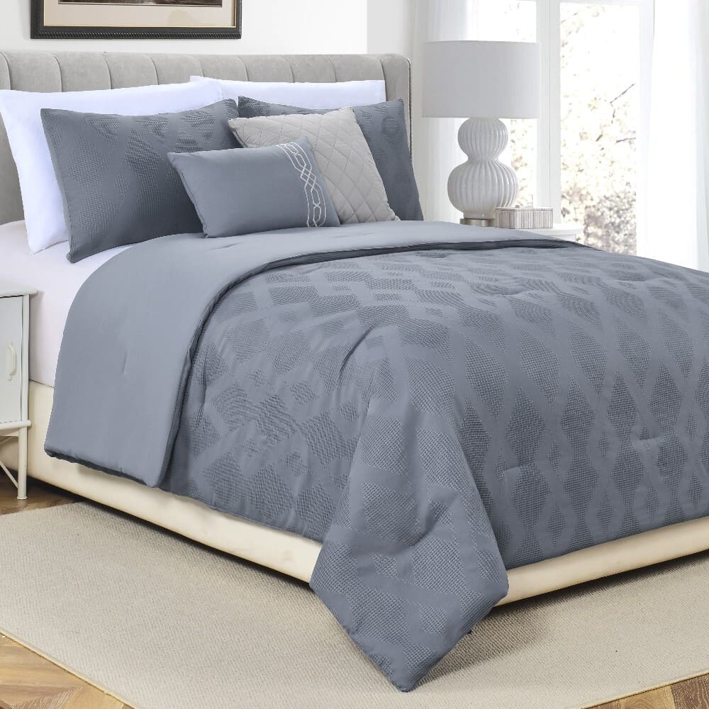 Set de edredón king de poliéster Modern Secrets™ Waffle Harley color gris, 5 piezas