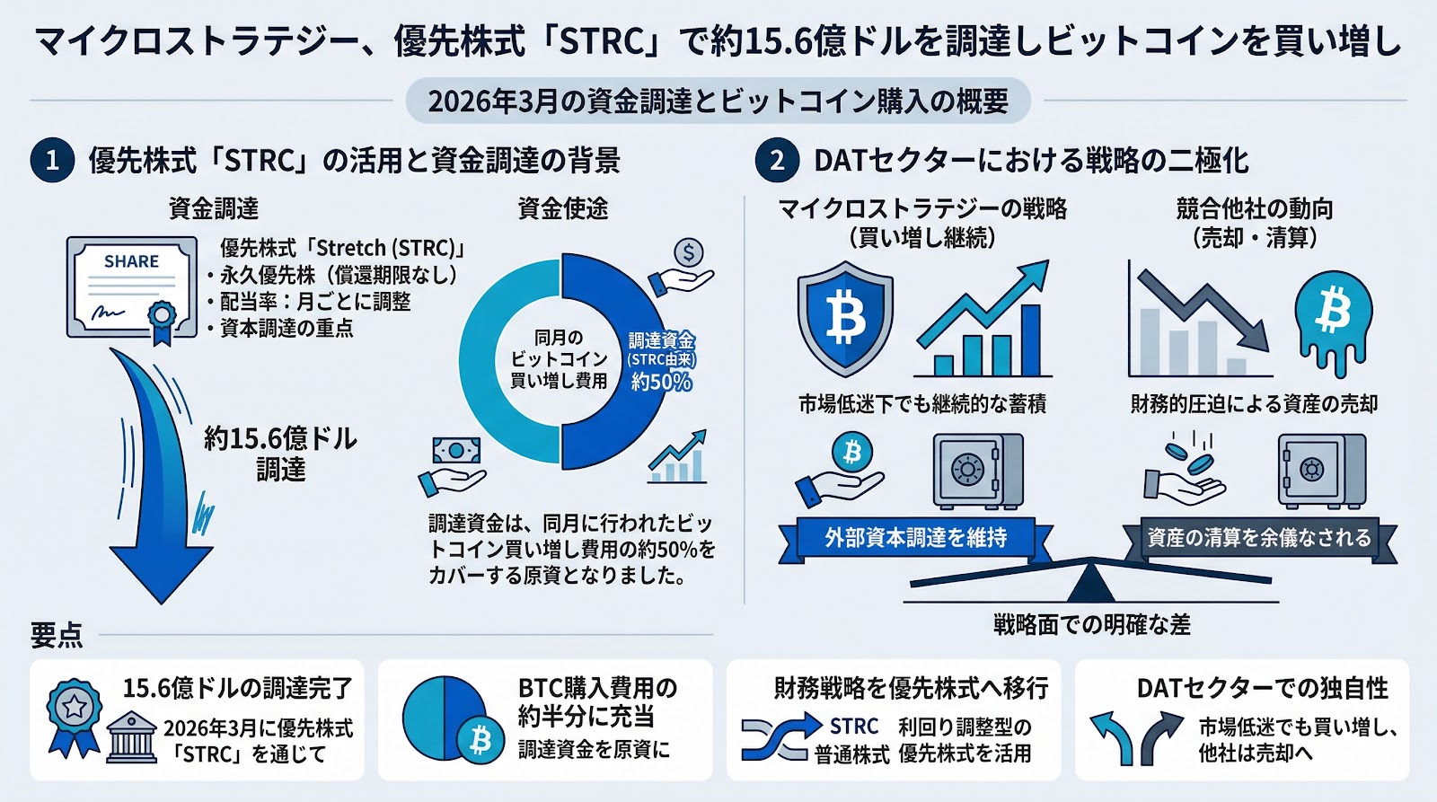 マイクロストラテジー、優先株式「STRC」で約15.6億ドルを調達しビットコインを買い増し