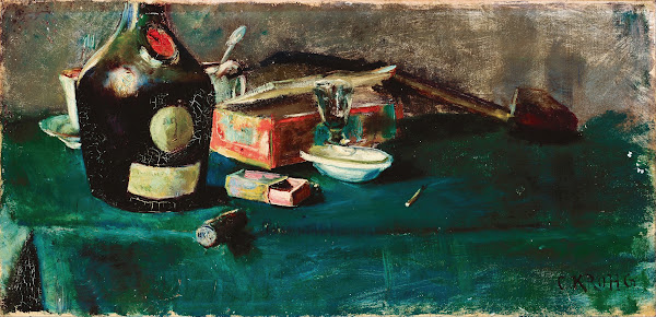 Still life with a DOM bottle 1883