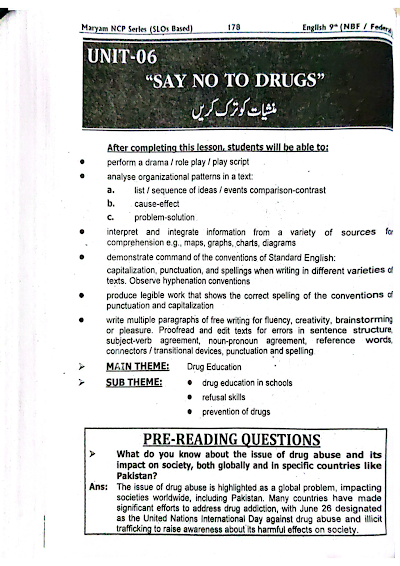 FBISE Class 9 Chapter 6 SAY NO TO DRUGS