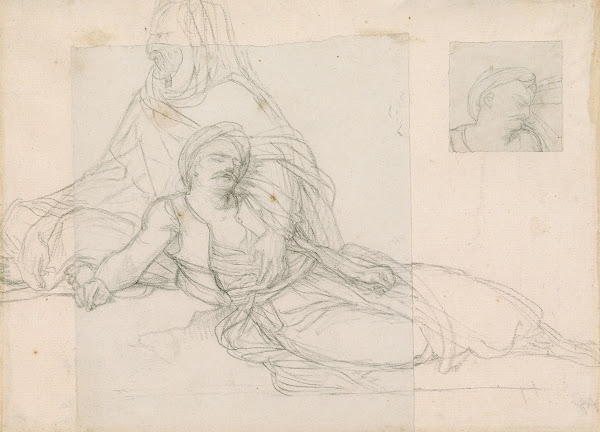 Study of a Seated Egyptian Warrior and His Wounded Comrade for Napoleon Pardonin