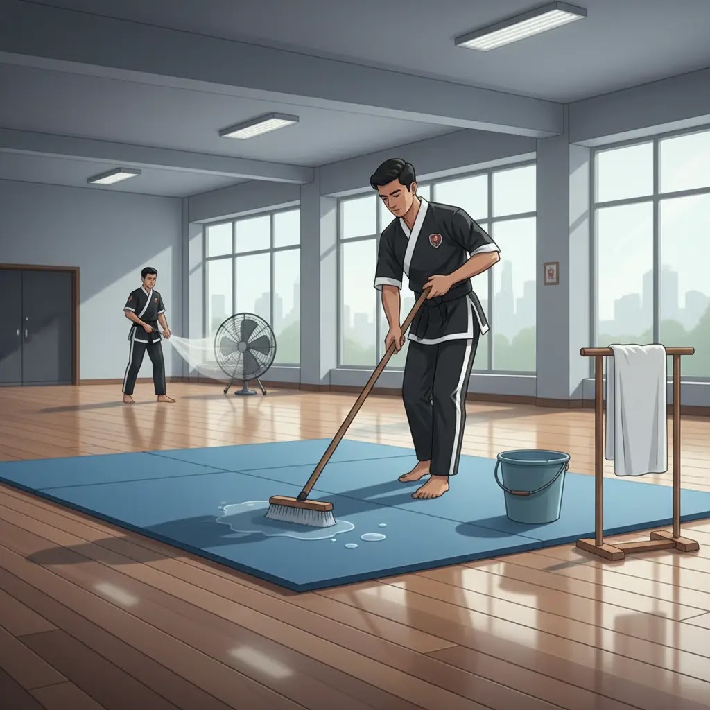 Cara membersihkan dan merawat matras silat agar tidak licin