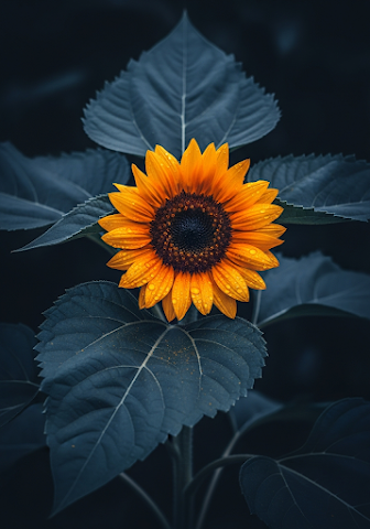 Sunflower Macro Dark Contrast