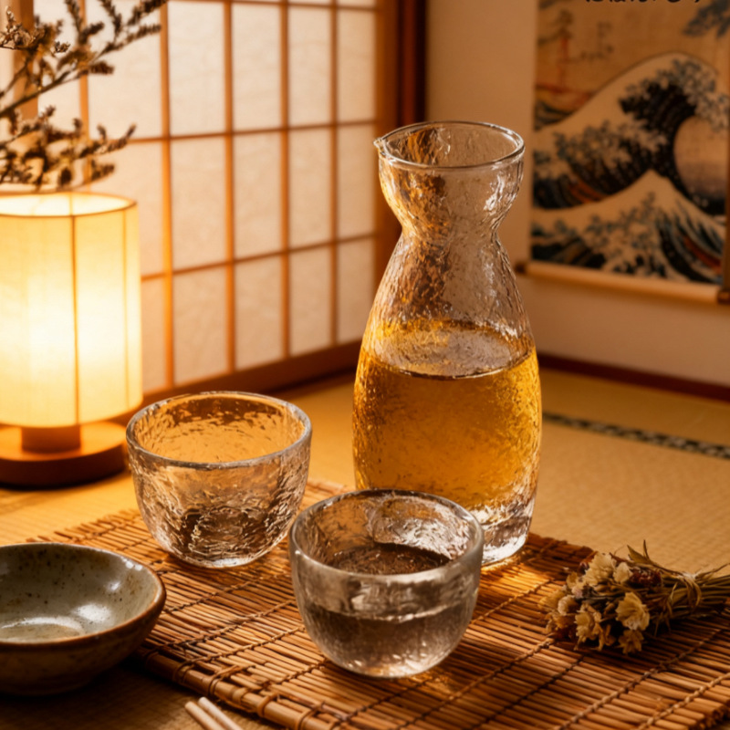 Glass cups, approx. 200 ml, with wave pattern
