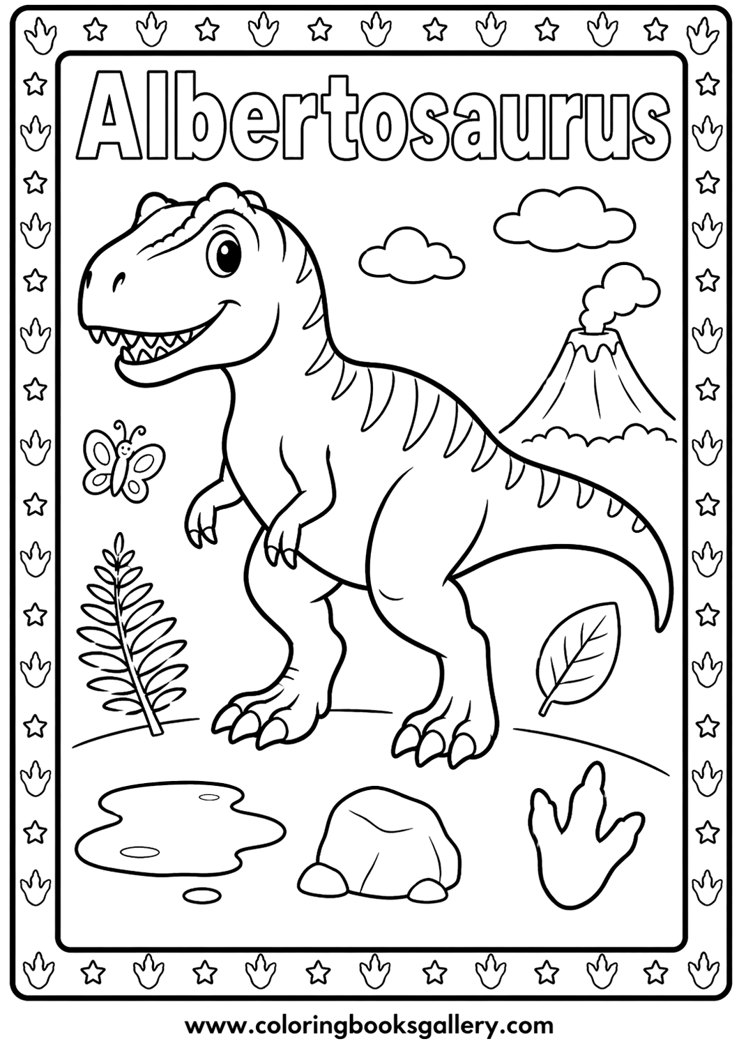 Easy Printable Albertosaurus Coloring Sheet – Fun for All Ages – free coloring page for kids